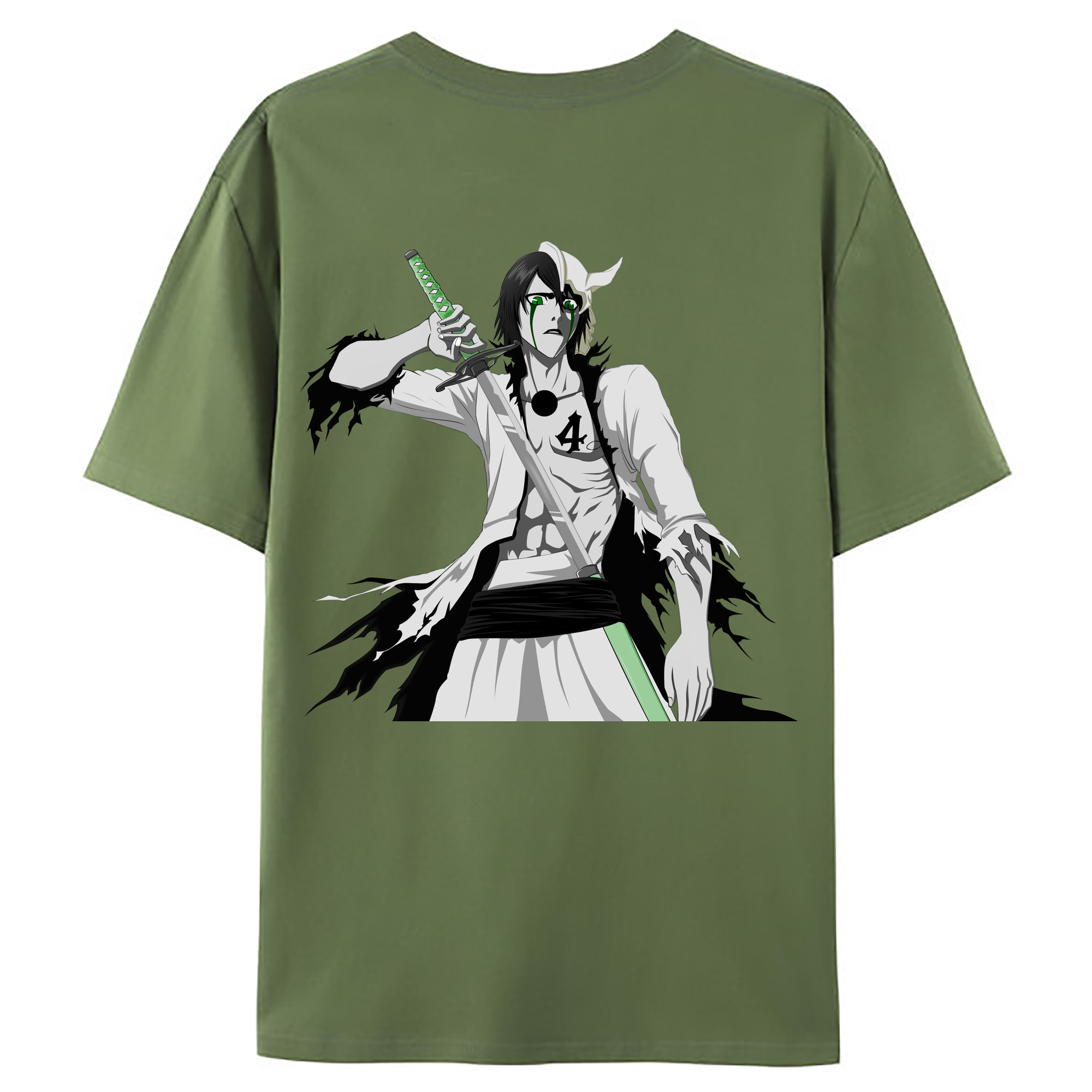 （画像用） ブリーチ ウルキオラ·シファー BLEACH Ulquiorra cifer 綿100％ メンズ半袖Tシャツ（バックプリント） 通気性